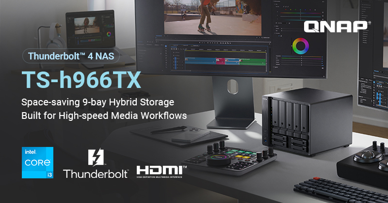 QNAP wprowadza na rynek serwer NAS TS-h966TX Thunderbolt™ 4 z 10GbE: Oszczędzająca miejsce pamięć masowa stworzona do szybkich p
