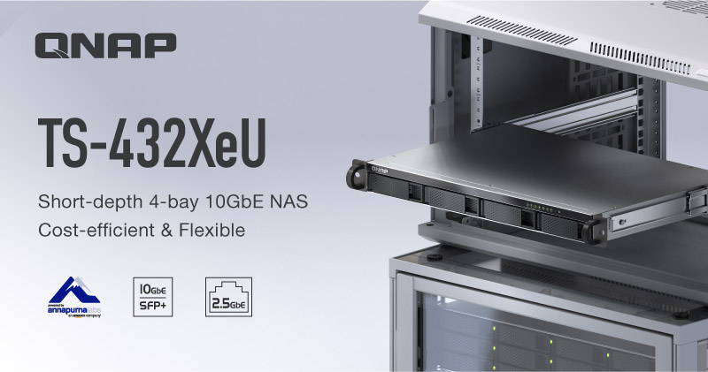 QNAP wprowadza kompaktowy serwer NAS TS-432XeU z czterordzeniowym procesorem ARM i obsługą 10 GbE/2.5 GbE, przeznaczony do ekono